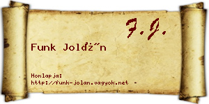 Funk Jolán névjegykártya