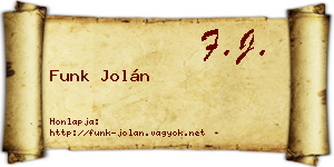 Funk Jolán névjegykártya